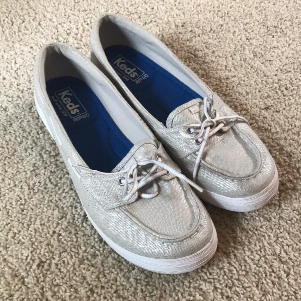 Keds Glimmer Boat Shoes metallic linen Women 9.5
